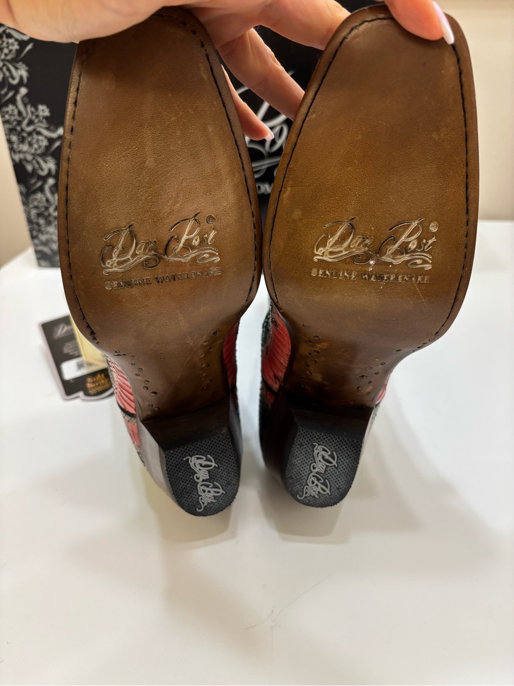 🐍 Dan Post Genuine Watersnake Cowboy Boots — NWT — Sz 7 - Picture 8 of 11